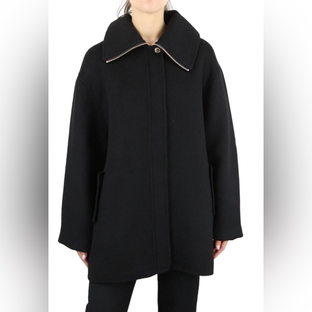 Sandro Black Wool Coat Lucas